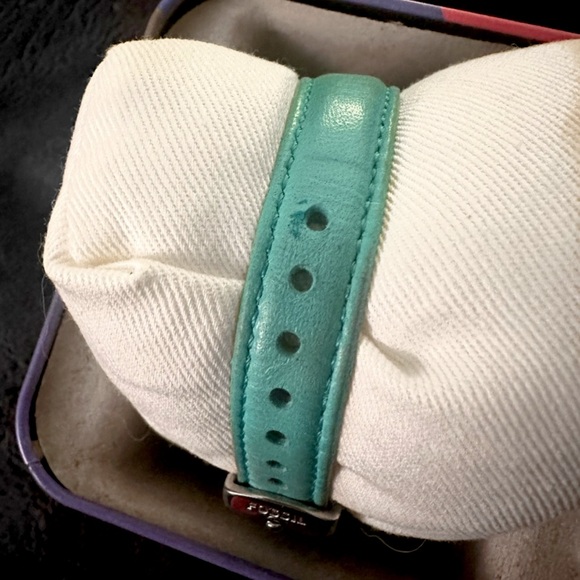 Fossil Teal Leather Jacqueline Women’s Watch w/ Silver in Original Fossil Box - Picture 7 of 7